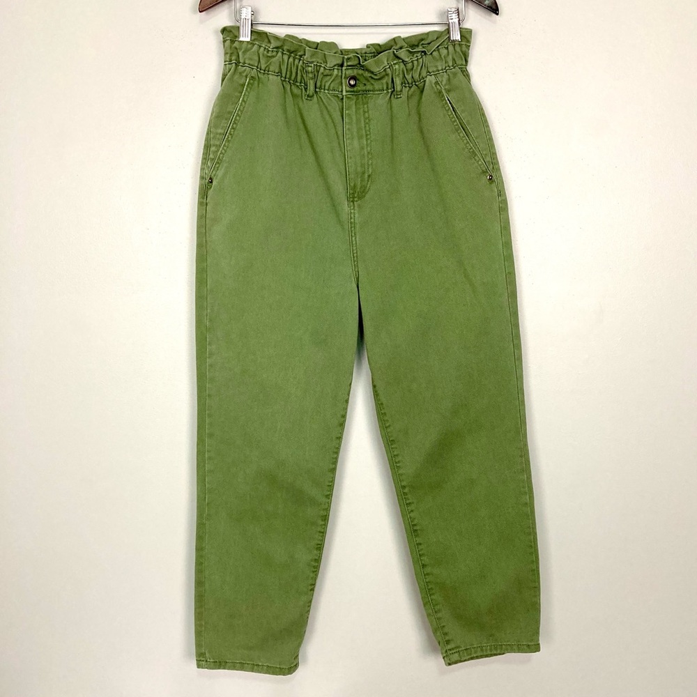 7FAM Elastic Waist Pants Women’s Size 29 High Rise Straight Leg Paper Bag Waist